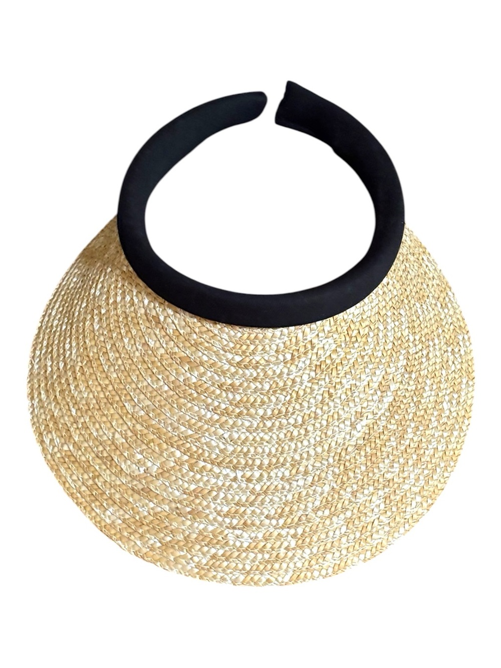 The American Hats Company Straw Clip on Visor Hat with Black Trim One Size